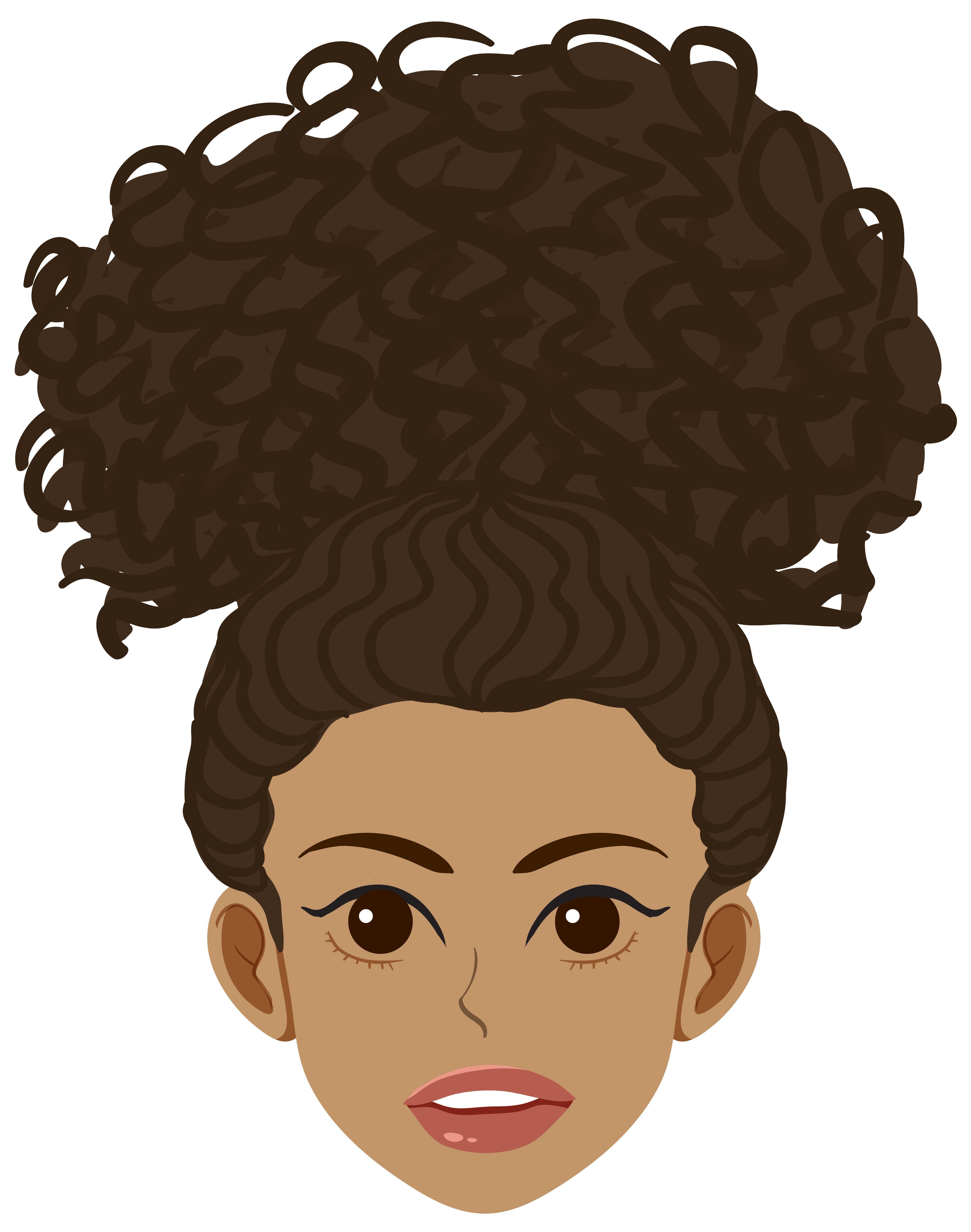 Front of afro woman isolated illustration